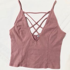 Dusty Rose Charlotte Russe Strappy Crop Top